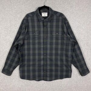 Poncho Shirt Mens XXL Regular Fit Grey Plaid Flannel 2XL